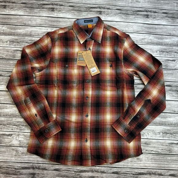 Taylor Vintage Men's Plaid Flannel Shirt S SM Small Black Red Orange Cream Ivory - Picture 1 of 12